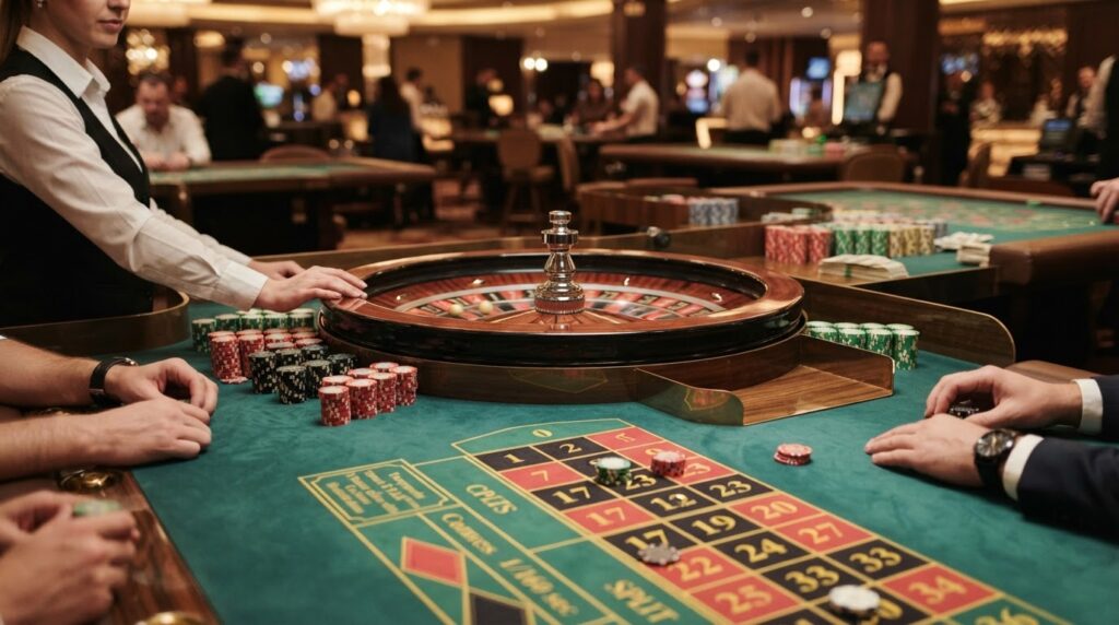 Cách Đánh Giá Top 10 Nhà Cái Uy Tín Dành Cho Người Mới Bàn quay roulette tại sòng bài trực tuyến tượng trưng cho top 10 nhà cái uy tín