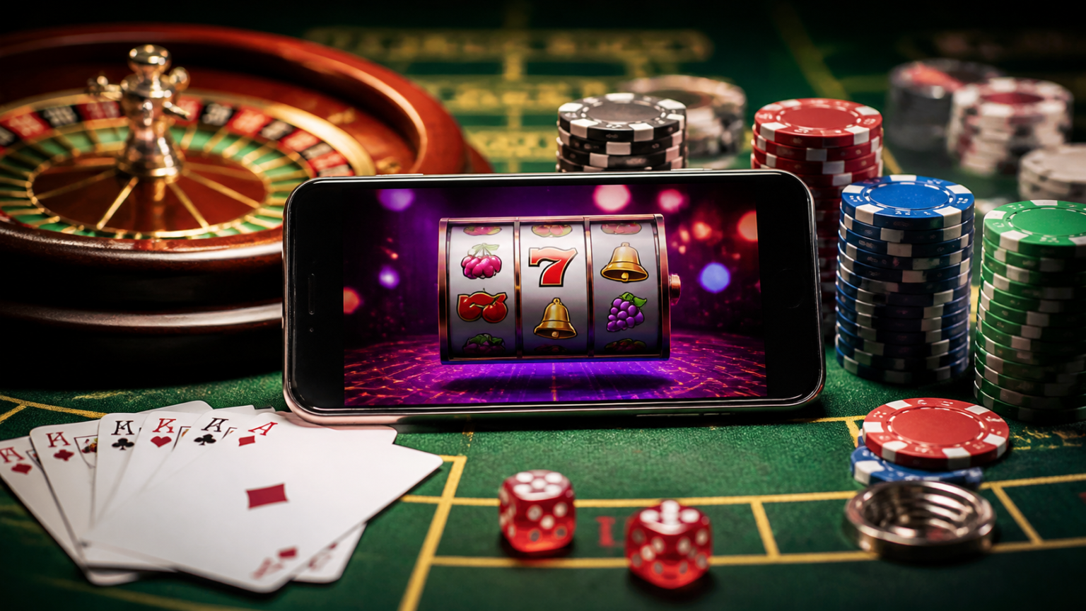 Casino Non AAMS con Giochi dal Vivo: Cosa Offrono Photo of a smartphone with online casino games beside chips and cards