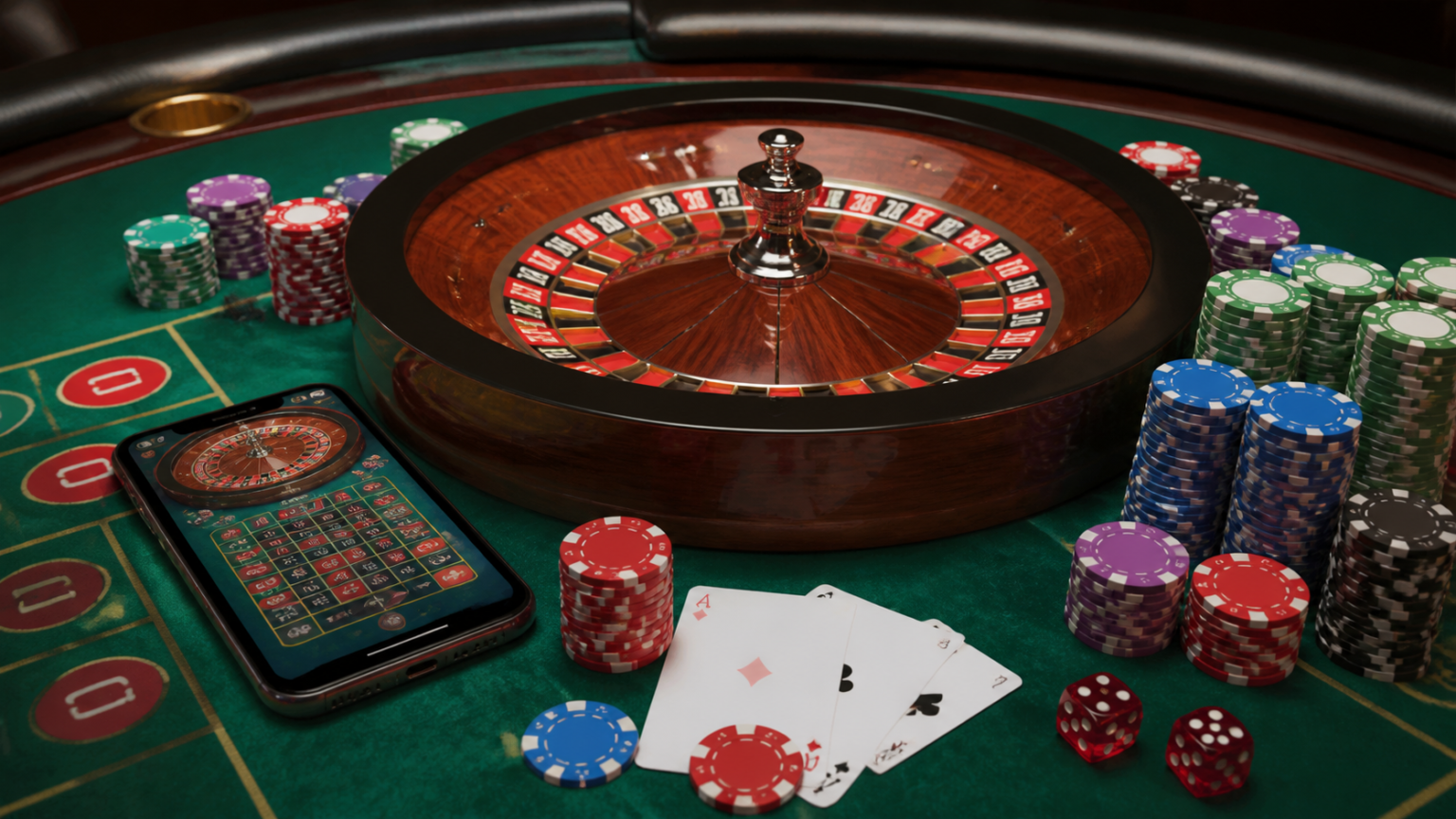 Understanding the Appeal of Real-Money Casino Play: online casino Singapore real money Casino table with chips and a smartphone showing online casino play